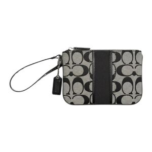 Coach Signature Canvas Black & Gray Wristlet Clutch